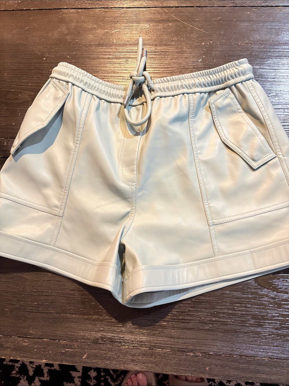 Jonathan Simkhai Faux Leather Drawstring Athletic Shorts